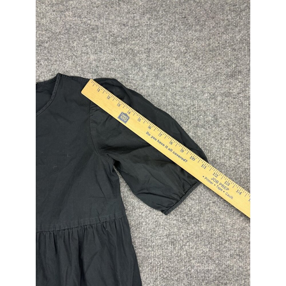 Wilfred Dress Womens XS Black Tiered Puff Sleeve‎ Cotton Keyhole Back Aritzia - Picture 3 of 8